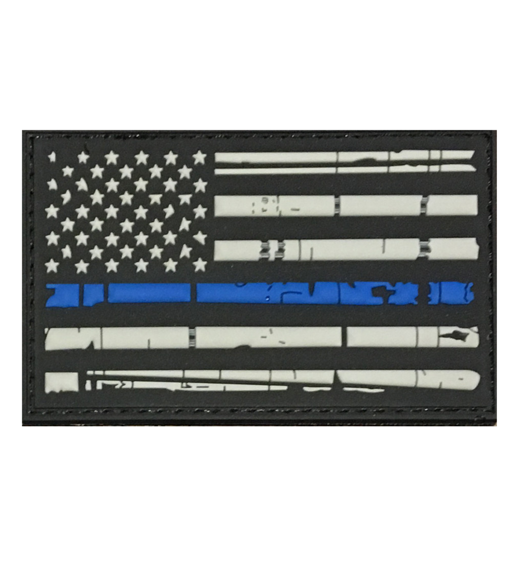 Distressed US Flag Thin Blue Line PVC Patch