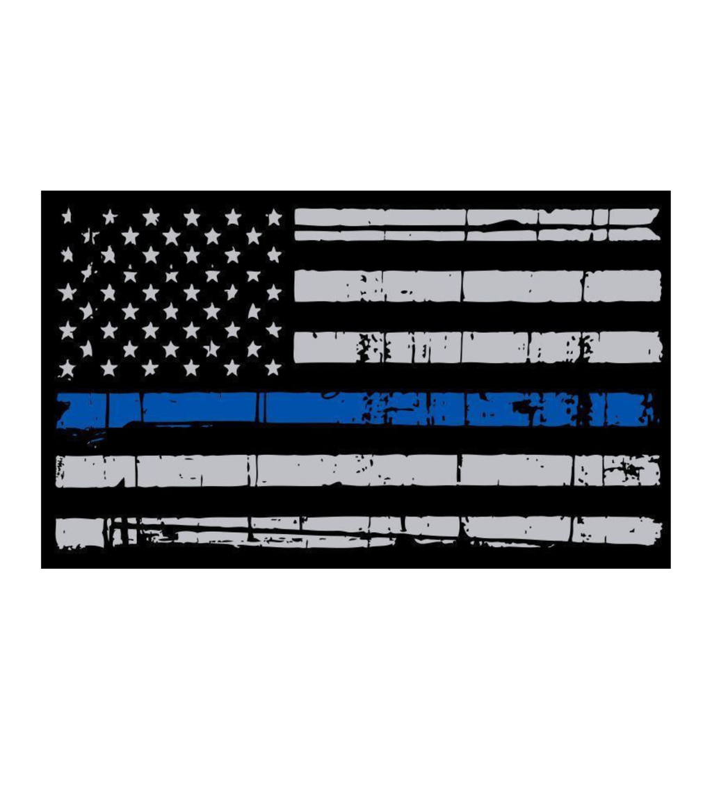 Distressed US Flag Thin Blue Line Sticker - Regular Vinyl