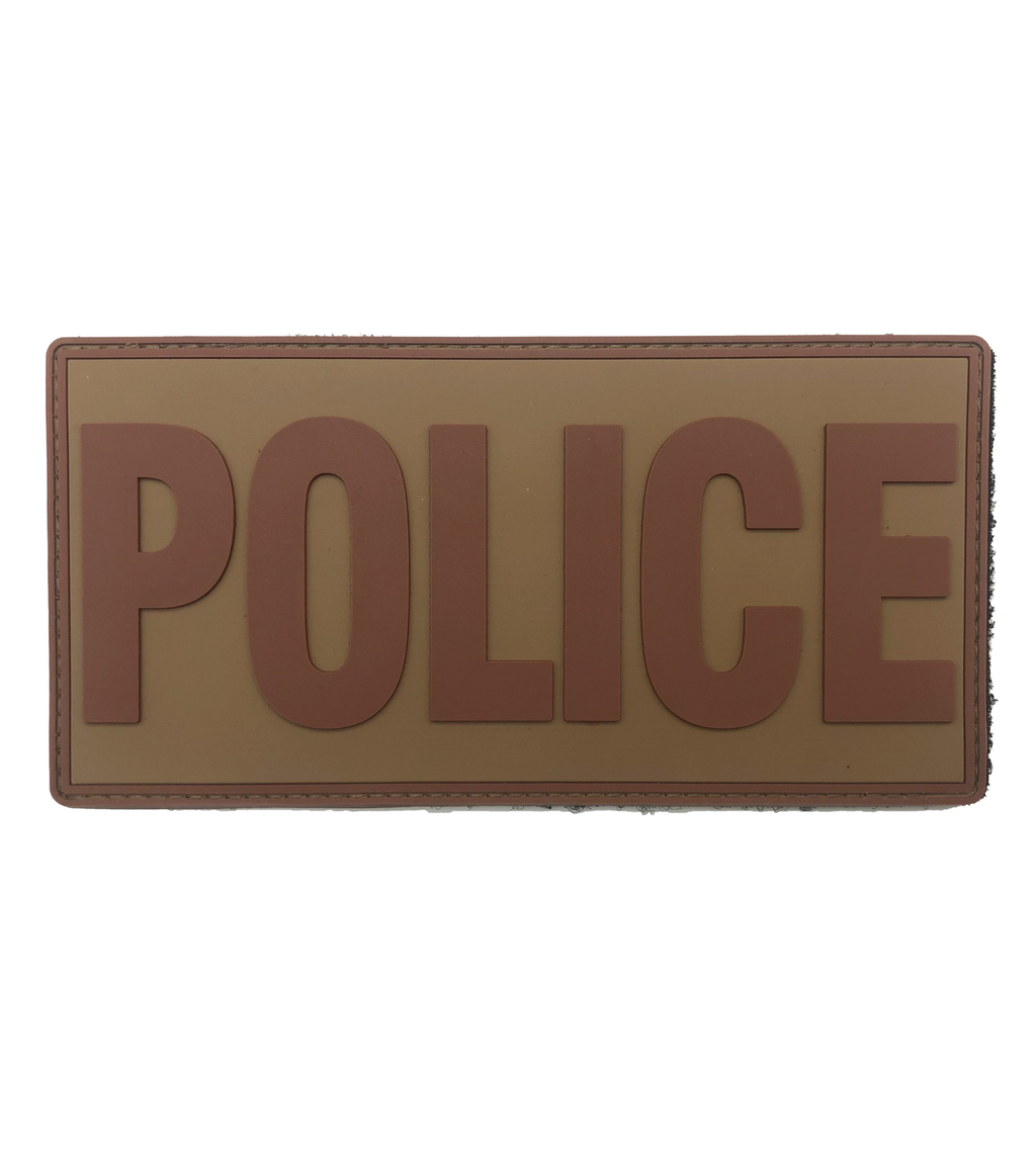 Large Police PVC Patch 6" x 3" -  Coyote Brown (Brown Letters)