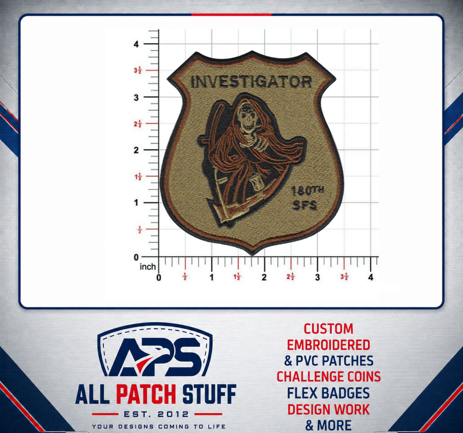 180th Security Forces Squadron Investigator Custom Embroidered Patch