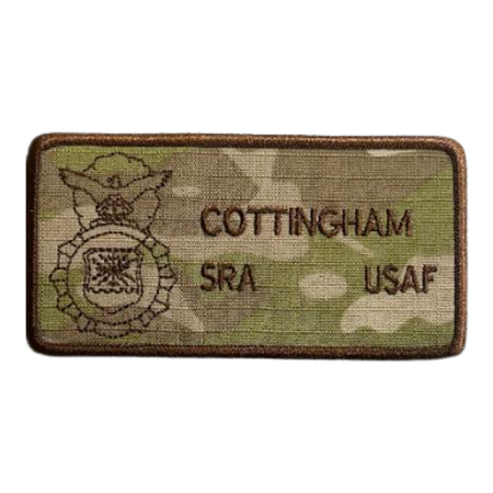 Custom ABS-G Name Tag Badge with SFS Shield in OCP Multicam - alternate view