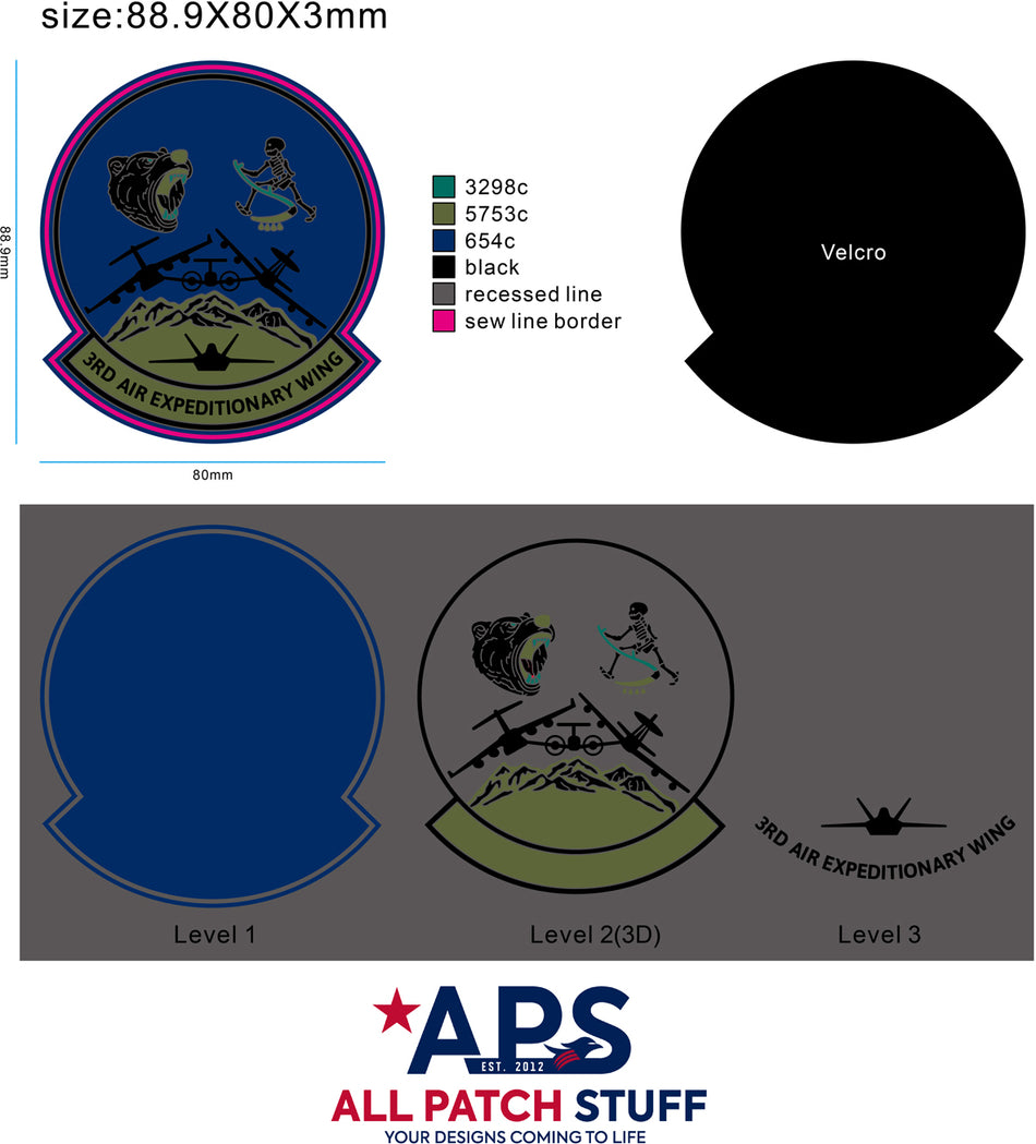 JBER 3rd Wing Subdued Custom PVC Patch