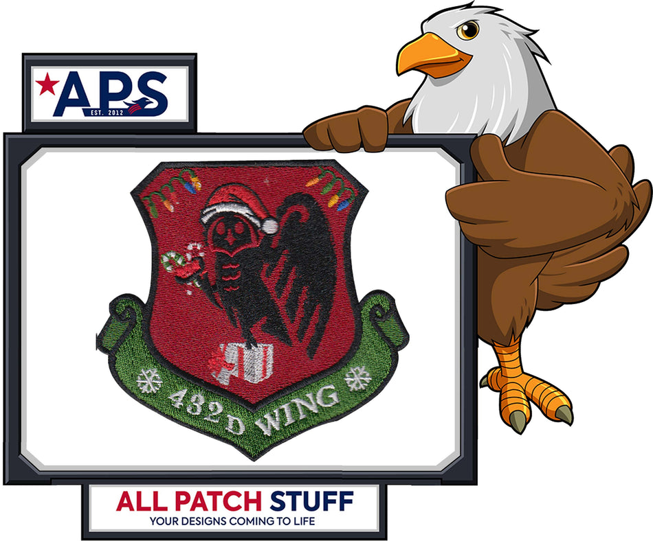 432d Wing Holiday Morale Full Color Custom Embroidered Patch