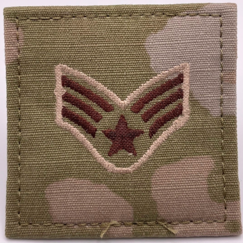 Air Force 3 Color OCP Rank with hook - Senior Airman (SrA/E4) - 2 pack