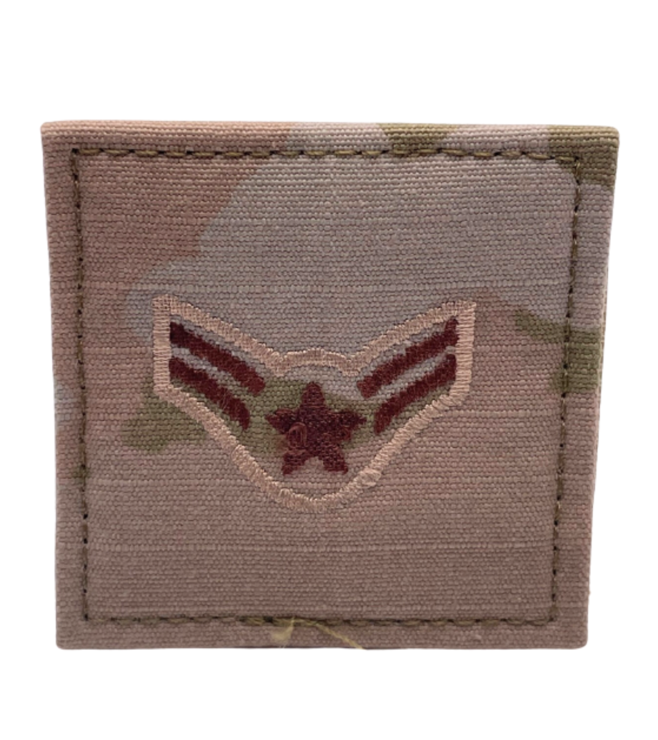Air Force 3 Color OCP Rank with hook - Airman First Class (A1C/E3) - 2 pack