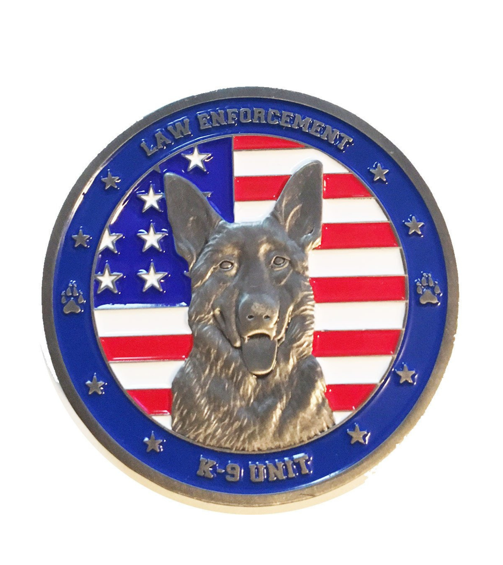 American Flag Law Enforcement K-9 / K9 Unit Challenge Coin