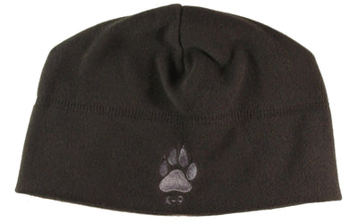 Polartec Plain Black K-9 / K9 Beanie with Grey Text