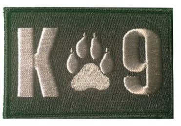 K-9 / K9 Rectangle Black in Grey Thread Patch - alternate view
