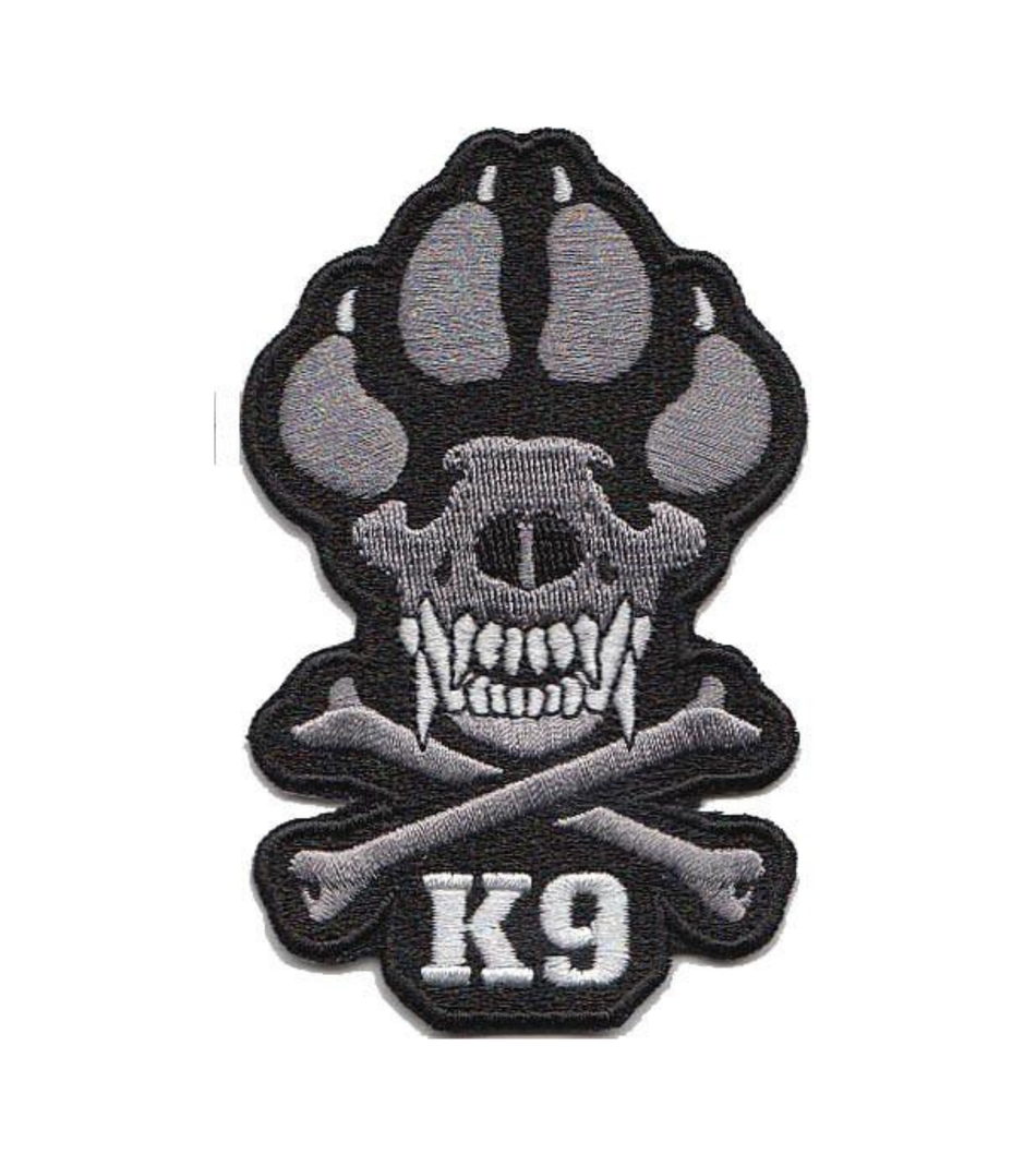 Black / Grey Skull and Bones K-9 / K9 Patch