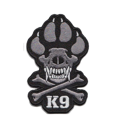 Black / Grey Skull and Bones K-9 / K9 Patch