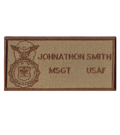 Custom ABS-G Name Tag Badge with SFS Shield in OCP Multicam