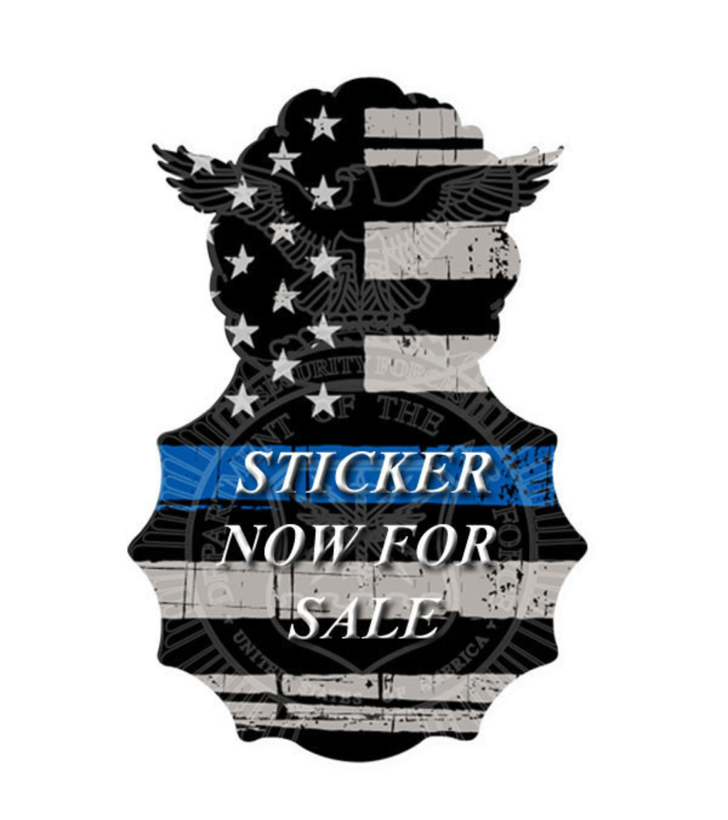 Custom Security Forces Badge - Thin Blue Line Sticker