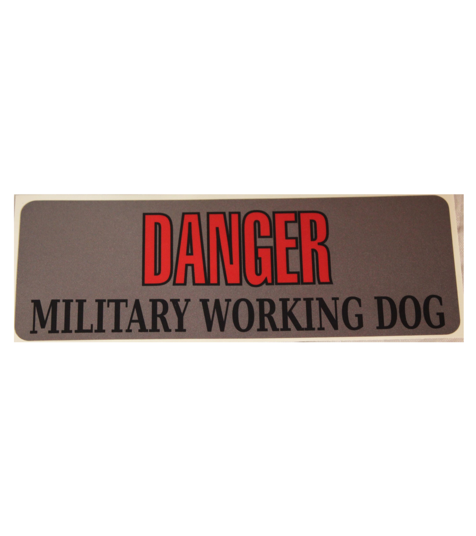 Danger Military Working Dog Sticker -Grey