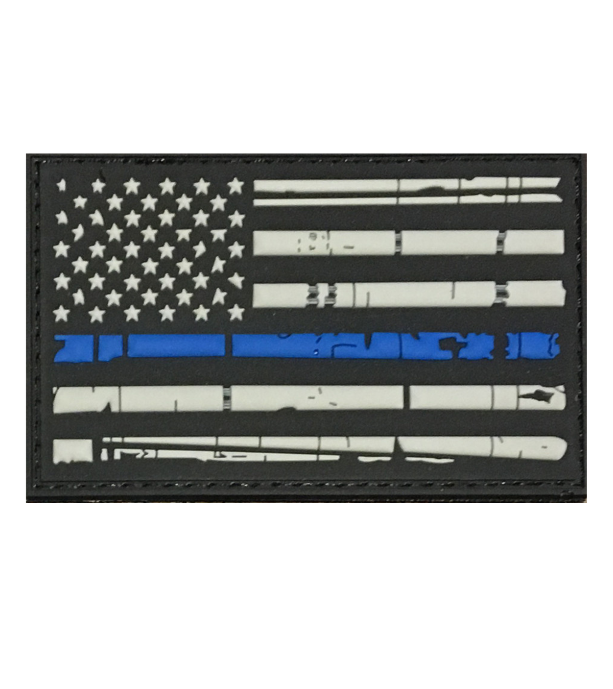 Distressed US Flag Thin Blue Line PVC Patch