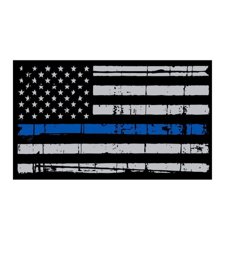 Distressed US Flag Thin Blue Line Sticker - Regular Vinyl