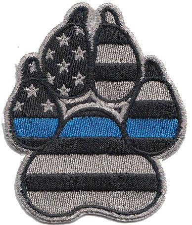 Thin Blue Line American Flag K-9 / K9 Grey Paw - alternate view