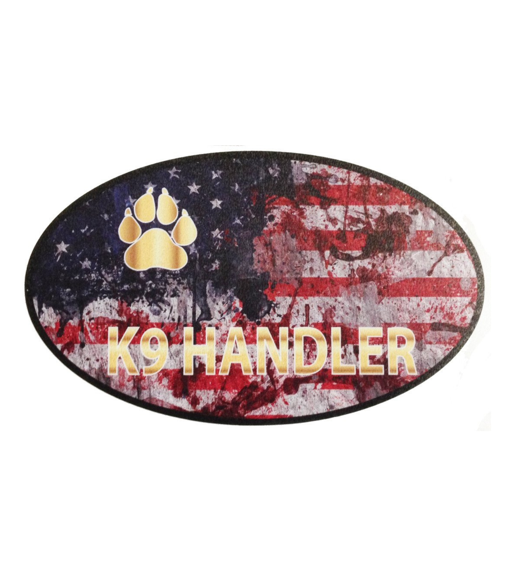 K-9 / K9 Handler - US Flag with Paw Print Sticker
