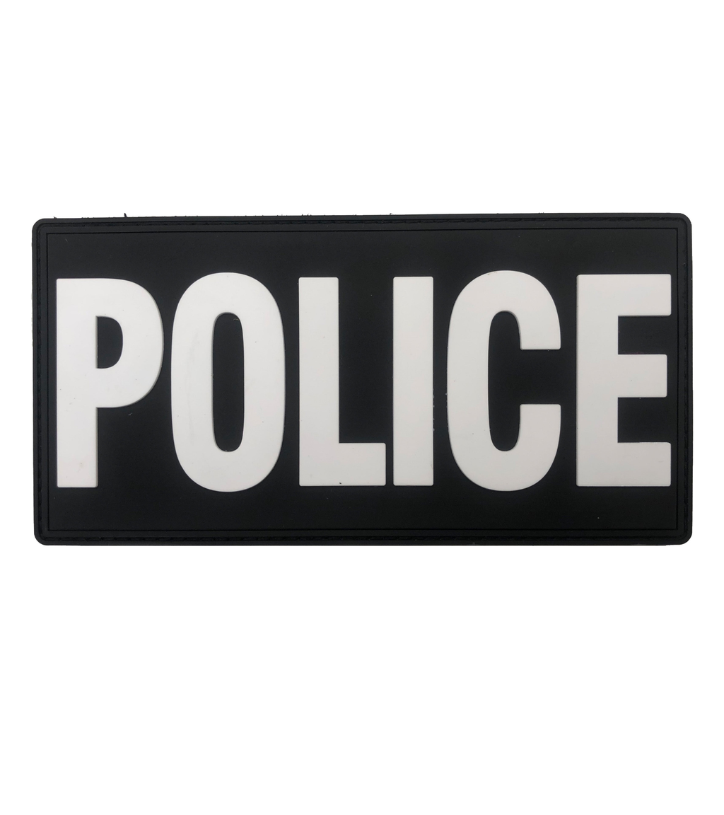 Large Police PVC Patch 6" x 3" - Black (White Letters)