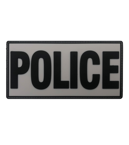 Large Police PVC Patch 6" x 3" - Grey (Black Letters)