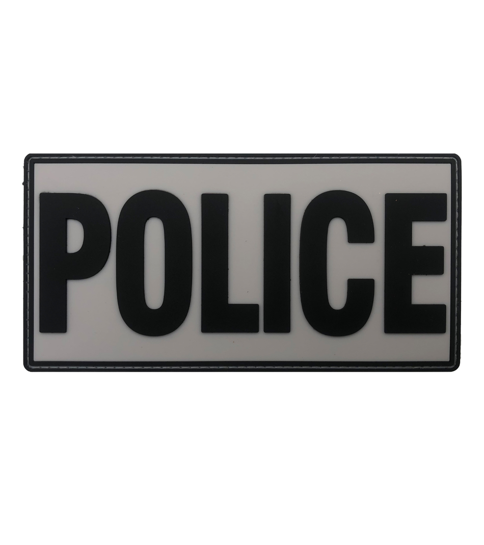 Large Police PVC Patch 6" x 3" - Grey (Black Letters)
