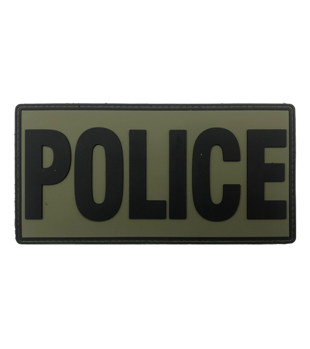 Large Police PVC Patch 6" x 3" - Olive Drab (Black Letters)