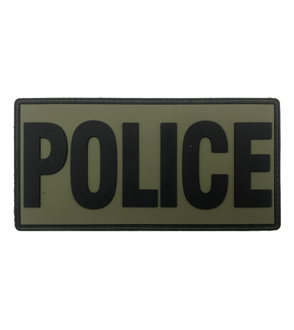 Large Police PVC Patch 6" x 3" - Olive Drab (Black Letters)