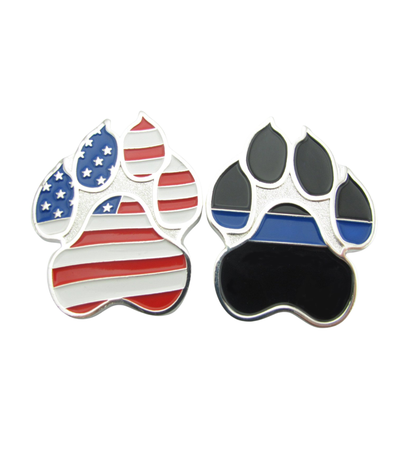 Mini American Flag K-9 / K9 Paw Challenge Coin with Thin Blue Line