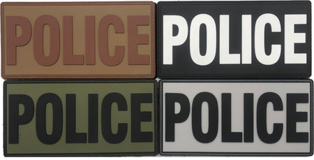 Large Police PVC Patch 6" x 3" -  Coyote Brown (Brown Letters) - alternate view