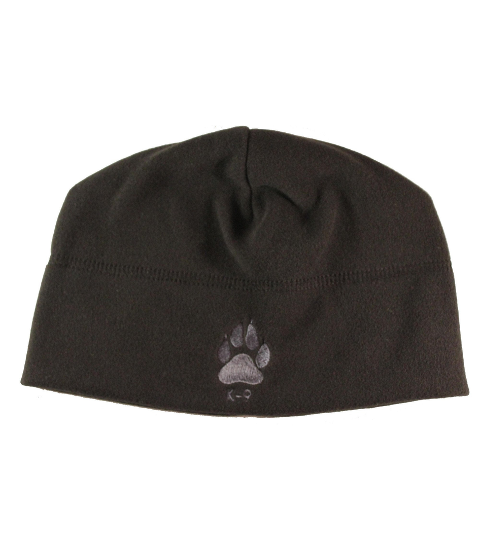 Polartec Plain Black K-9 / K9 Beanie with Grey Text
