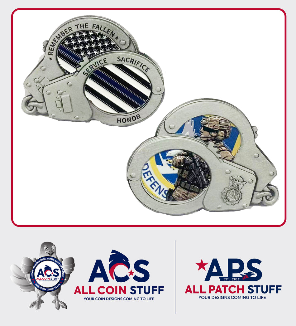 Custom Police Week Security Forces Defender Handcuff Challenge Coin