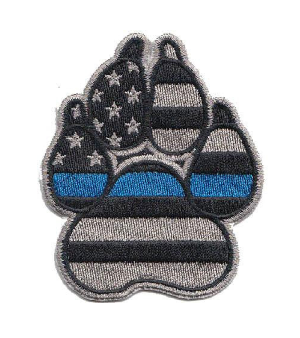 Thin Blue Line American Flag K-9 / K9 Grey Paw
