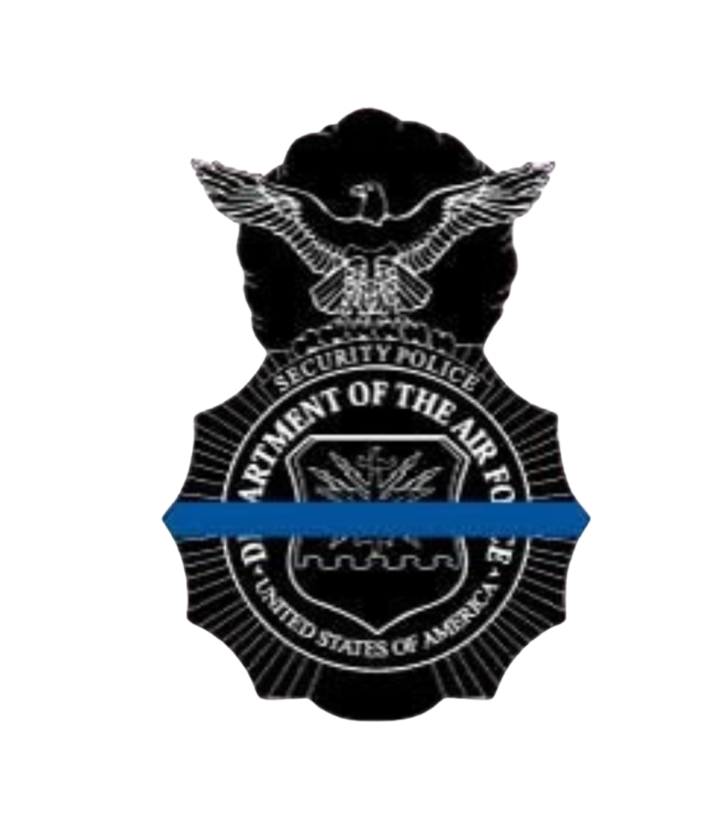 USAF Security Force Badge - Thin Blue Line Sticker - Black
