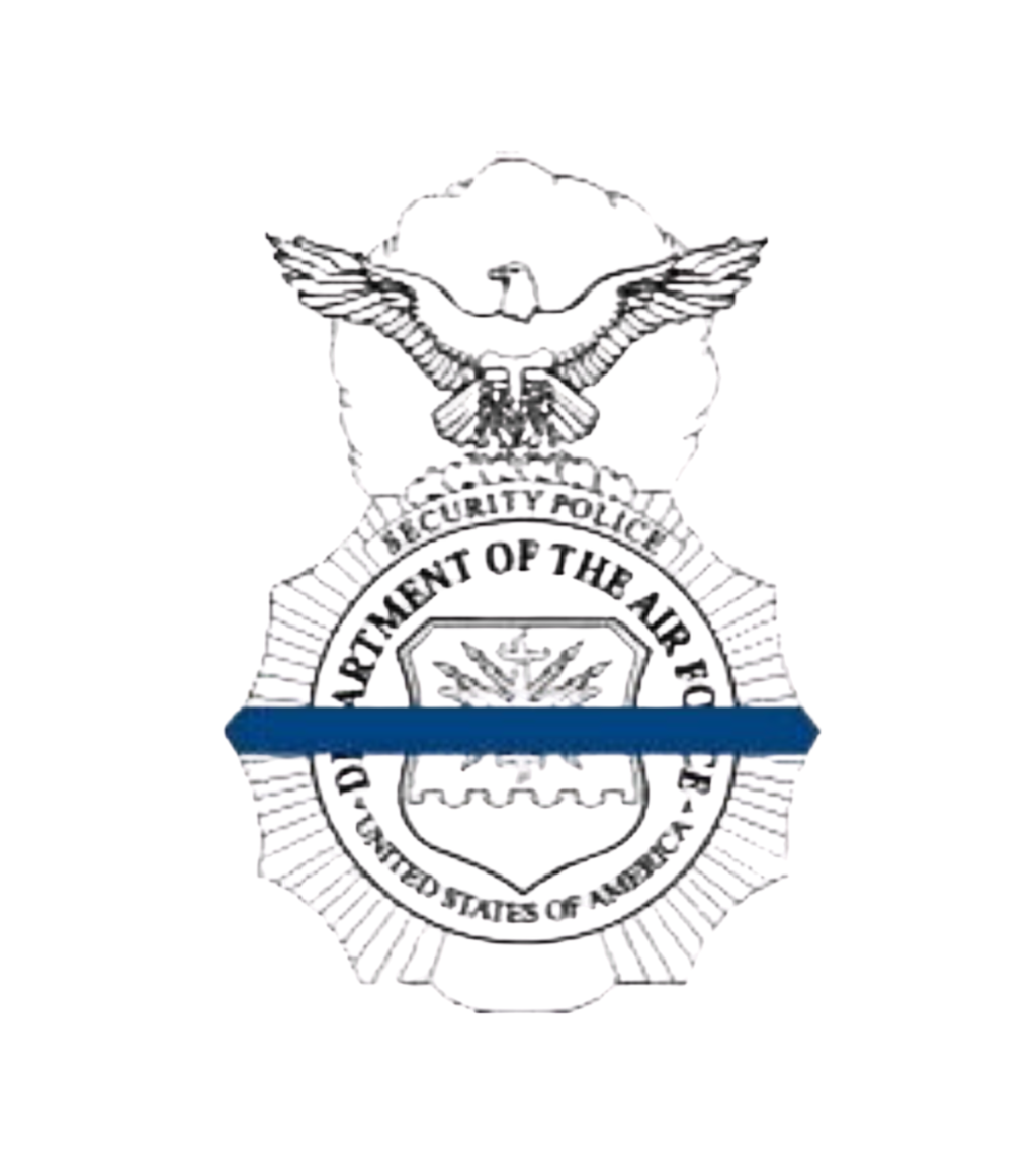 USAF Security Force Badge - Thin Blue Line Sticker - White