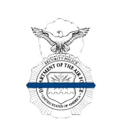USAF Security Force Badge - Thin Blue Line Sticker - White