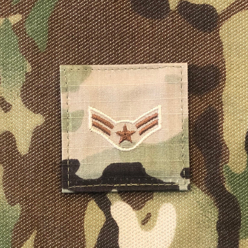 Air Force 7 Color OCP Rank with hook - Airman First Class (A1C/E3) - 2 pack - alternate view