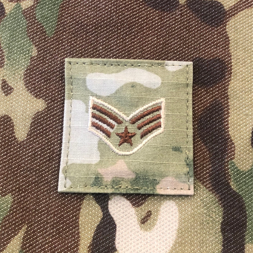 Air Force 7 Color OCP Rank with hook - Senior Airman (SrA/E4) - 2 pack - alternate view