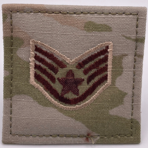 Air Force 3 Color OCP Rank with hook - Staff Sergeant (SSgt/E5) - 2 pack - alternate view
