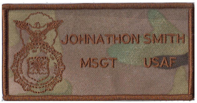 Custom ABS-G Name Tag Badge with SFS Shield in OCP Multicam - alternate view