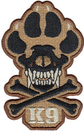Brown / Black Skull and Bones K-9 / K9 Patch