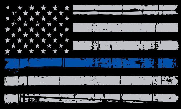 Distressed US Flag Thin Blue Line Sticker - Regular Vinyl