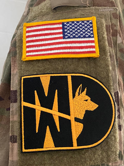 31 Kilo / 31K Gold Army MP K-9 / K9 MWD Patch - 2 Pack