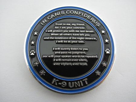 Law Enforcement - Blue/Black K-9 / K9 Unit Challenge Coin - alternate view