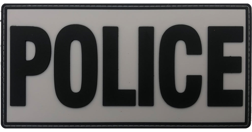 Large Police PVC Patch 6" x 3" - Grey (Black Letters)