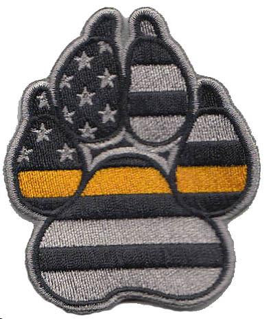 American Flag Black K-9 / K9 Paw with Orange Line - alternate view