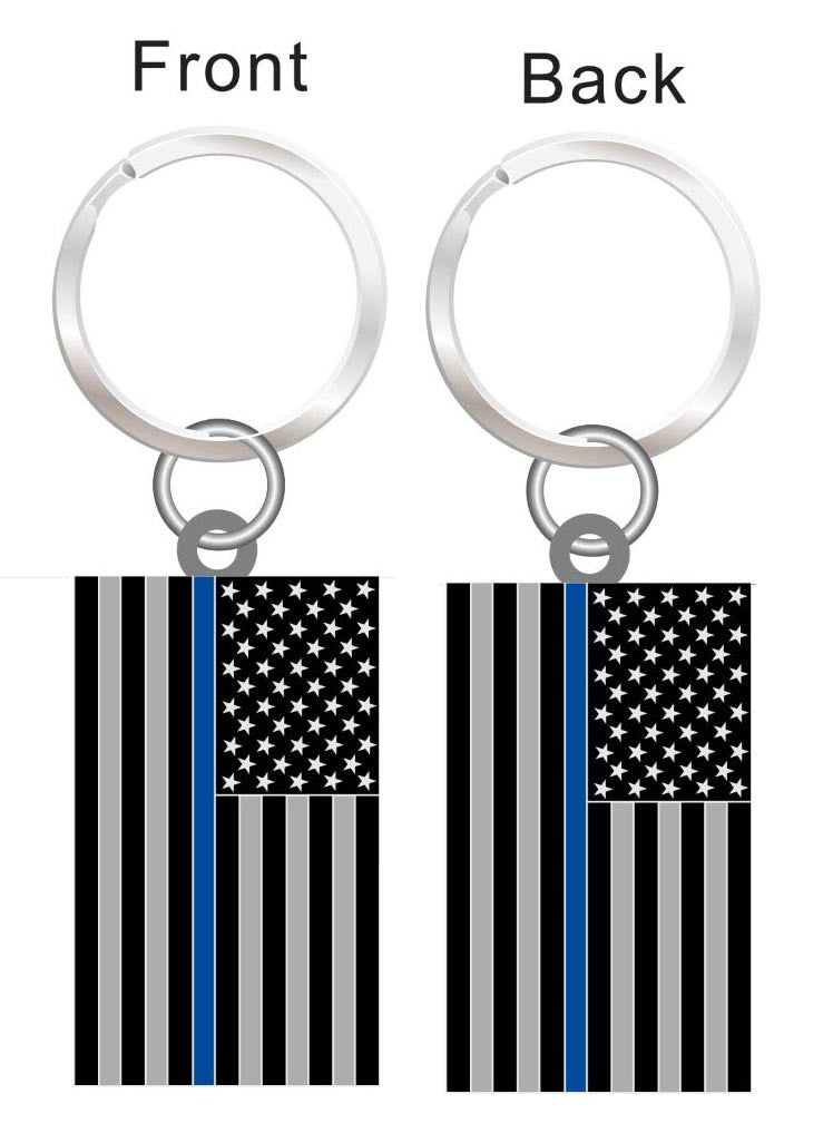 Thin Blue Line US Flag Key Chain