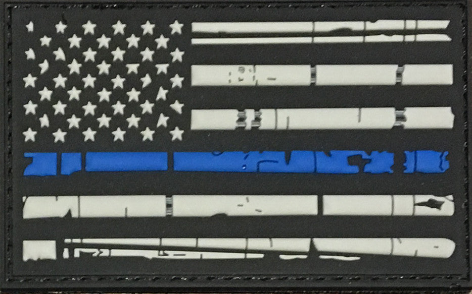 Distressed US Flag Thin Blue Line PVC Patch