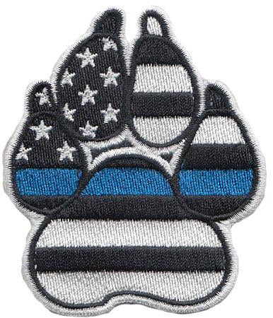 Thin Blue Line American Flag K-9 / K9 White Paw - alternate view